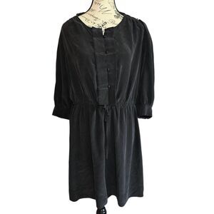 See by Chloe Silk black 3/4 sleeves dress with pockets drawstrings Sz 4